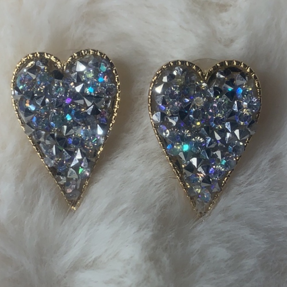 NWT - designer inspired, heart earrings with sprinkles - KS vibes - Picture 2 of 4